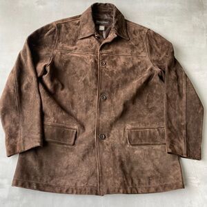 Banana Republic Jacket Mens Medium Leather Suede Lined Retro Button up
